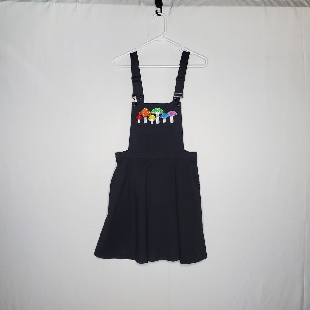 Hot Topic Embroidered Rainbow Mushroom Skirtalls Romper Skirt Jumper Medium
